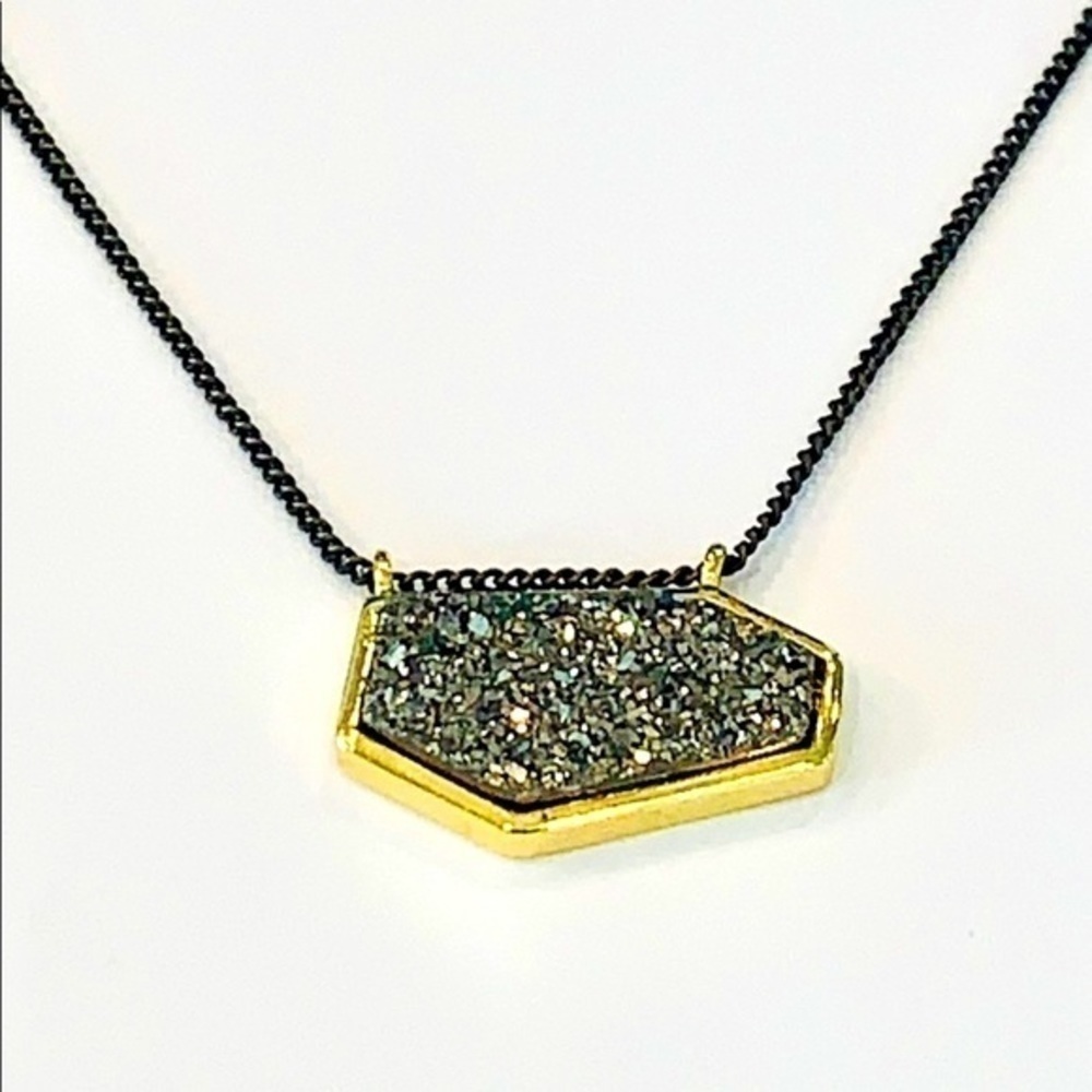 One oak druzy multi metal dainty necklace